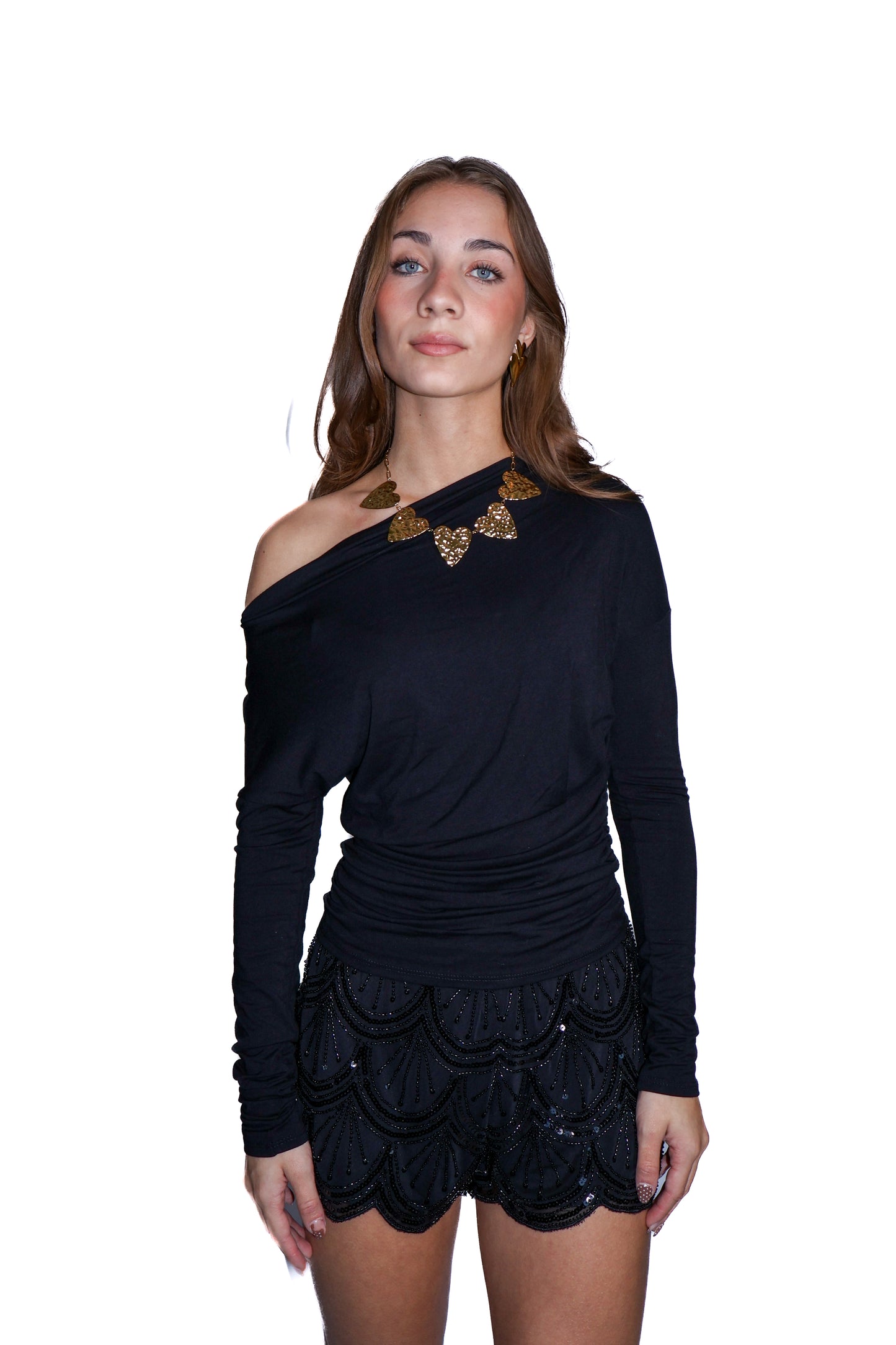 Black one shoulder top